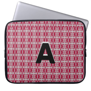 Monogramm auf burgunderrotem und silbernem geometr laptopschutzhülle