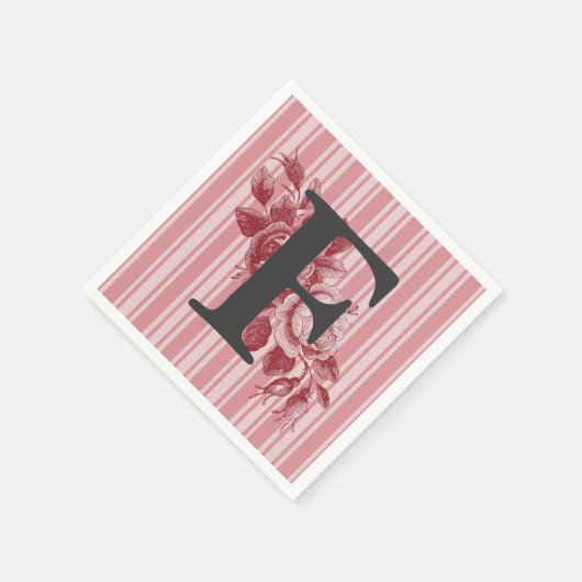 Monogramm auf Cabbage-Rose-Spray Anpassen Serviette (Ecke)