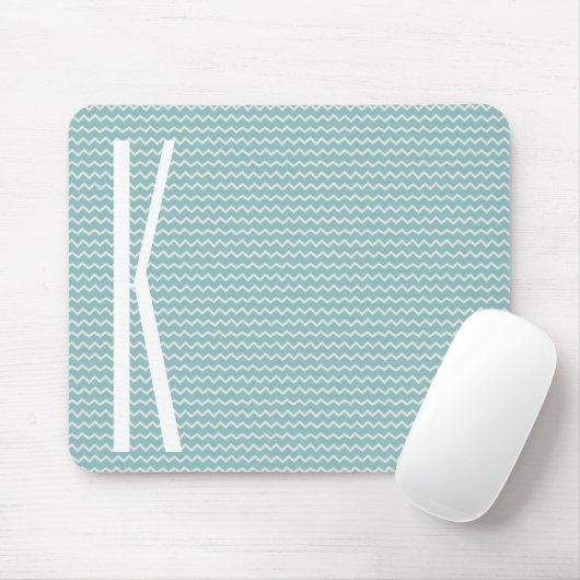Monogramm auf dem Zickzack Muster Retro Blue Mini Mousepad (Mit Mouse)