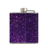 Monogramm auf der Flasche mit Lila Glitzer Flachmann (Rückseite)