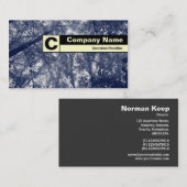 Monogramm auf der Kante - Blauer Herbst Visitenkarte (Vorne/Hinten)