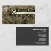 Monogramm auf der Kante - Goldene Zweige Visitenkarte (Vorne/Hinten)