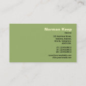 Monogramm auf der Kante - Grüne Embosse Visitenkarte (Rückseite)