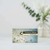 Monogramm auf der Kante - Regen auf meinem Fenster Visitenkarte (Stehend Vorderseite)