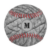 Monogramm auf Elefantenhautmuster personalisiert Baseball (Rückseite)