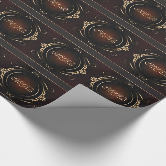 Monogramm auf elegantem Display - luxuriöses Ausse Geschenkpapier (Ecke)