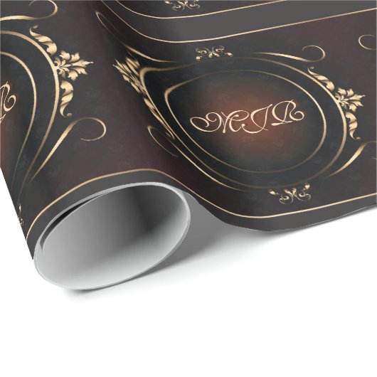 Monogramm auf elegantem Display - luxuriöses Ausse Geschenkpapier (Rolleneckpunkt)