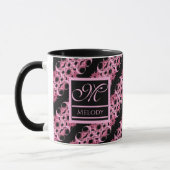 Monogramm auf Fraktal rosa und schwarz Tasse (Links)