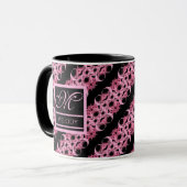 Monogramm auf Fraktal rosa und schwarz Tasse (Vorderseite Links)