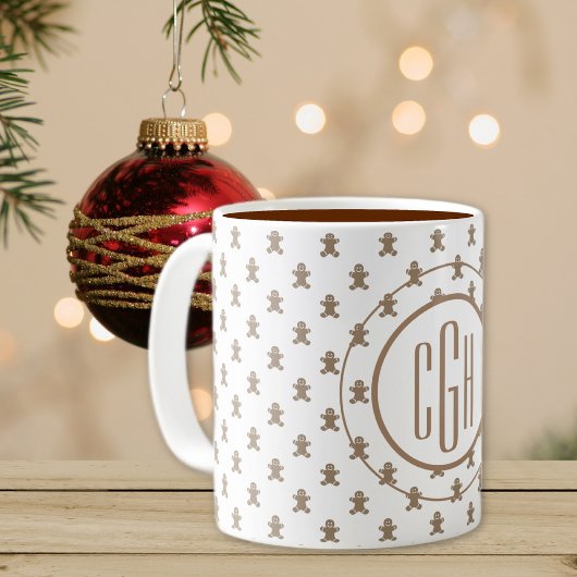 Monogramm auf Gingerbread Man Pattern 11oz Kaffeetasse