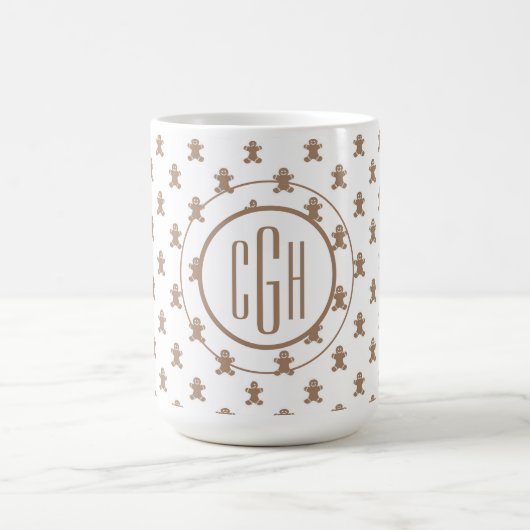 Monogramm auf Gingerbread Man Pattern 15oz Kaffeetasse (Mittel)