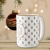 Monogramm auf Gingerbread Man Pattern 15oz Kaffeetasse