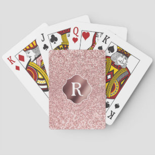 Monogramm auf glatter Rose Gold Abzeichen und Glit Spielkarten