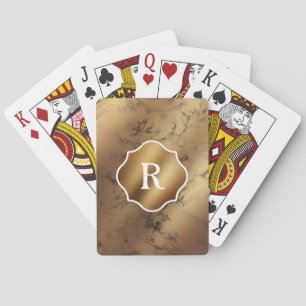 Monogramm auf Gold und schwarzem Marmor Spielkarten