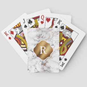 Monogramm auf Gold und weißem Marmor Spielkarten