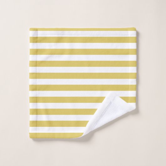 Monogramm auf Golden & White Strip Badhandtuch Set (Waschlappen)