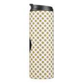 Monogramm auf Goldweißem Tupfen-Muster Thermosbecher (Nach rechts gedreht)