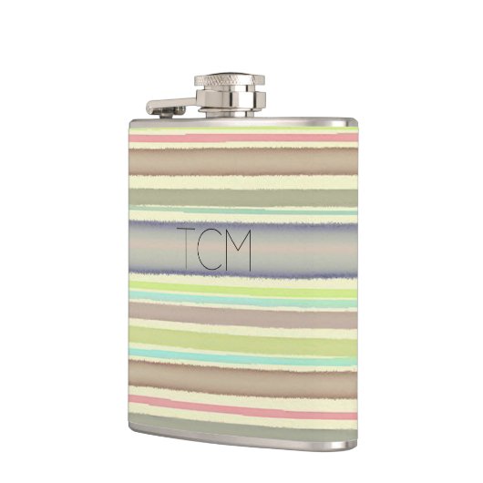 Monogramm auf handgestrichenen Wasserfarbstreifen Flachmann (Links)