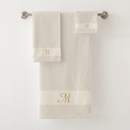 Monogramm auf hellen Sand Beige, mandelähnlich Far Badhandtuch Set (Insitu)