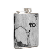 Monogramm auf Holz, schwarz und weiß Flachmann (Rechts)