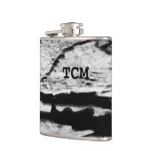 Monogramm auf Holz, schwarz und weiß Flachmann (Links)