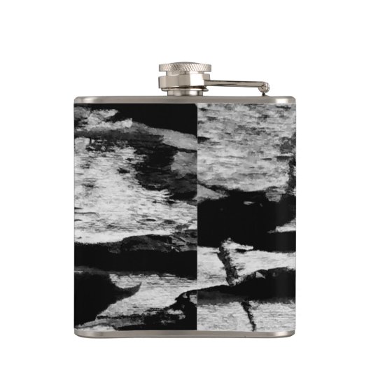 Monogramm auf Holz, schwarz und weiß Flachmann (Rückseite)