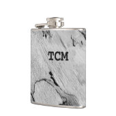 Monogramm auf Holz, schwarz und weiß Flachmann (Links)