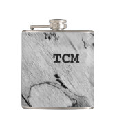 Monogramm auf Holz, schwarz und weiß Flachmann (Vorderseite)