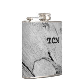 Monogramm auf Holz, schwarz und weiß Flachmann (Rechts)