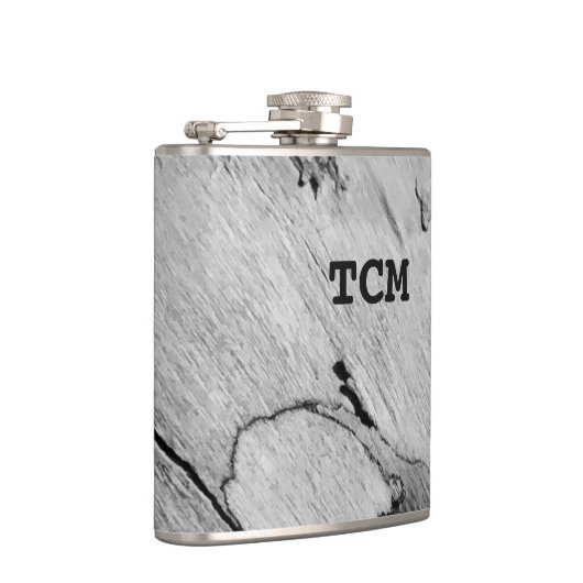 Monogramm auf Holz, schwarz und weiß Flachmann (Rechts)