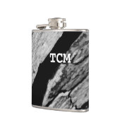 Monogramm auf Holz, schwarz und weiß Flachmann (Links)