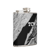 Monogramm auf Holz, schwarz und weiß Flachmann (Rechts)