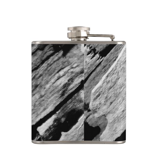 Monogramm auf Holz, schwarz und weiß Flachmann (Rückseite)