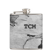 Monogramm auf Holz, schwarz und weiß Flachmann (Vorderseite)