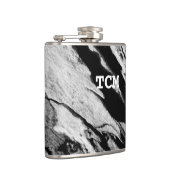 Monogramm auf Holz, schwarz und weiß Flachmann (Rechts)