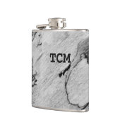 Monogramm auf Holz, schwarz und weiß Flachmann (Links)