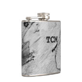 Monogramm auf Holz, schwarz und weiß Flachmann (Rechts)