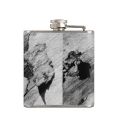 Monogramm auf Holz, schwarz und weiß Flachmann (Rückseite)