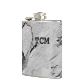 Monogramm auf Holz, schwarz und weiß Flachmann (Links)