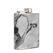 Monogramm auf Holz, schwarz und weiß Flachmann (Rechts)