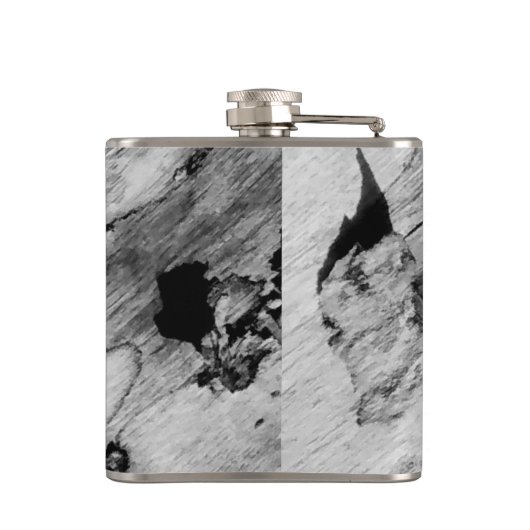 Monogramm auf Holz, schwarz und weiß Flachmann (Rückseite)