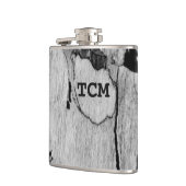 Monogramm auf Holz, schwarz und weiß Flachmann (Links)