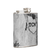 Monogramm auf Holz, schwarz und weiß Flachmann (Rechts)