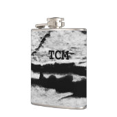 Monogramm auf Holz, schwarz und weiß Flachmann (Links)