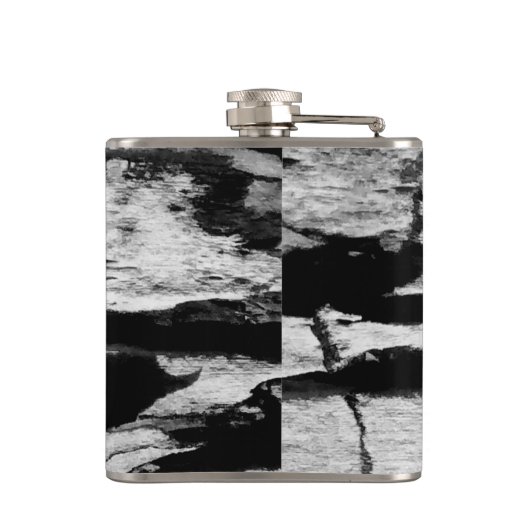 Monogramm auf Holz, schwarz und weiß Flachmann (Rückseite)