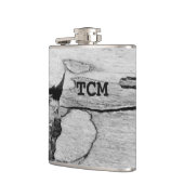 Monogramm auf Holz, schwarz und weiß Flachmann (Links)