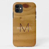 Monogramm auf Imitat Holz rustikal Case-Mate iPhone Hülle (Rückseite)