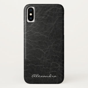 Monogramm auf Imitat-schwarzem Leder Case-Mate iPhone Hülle
