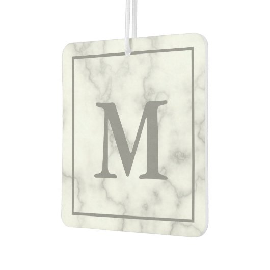 Monogramm auf Imitaten Weißer Marmor Autolufterfrischer (Links)