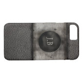 Monogramm auf Leder und verrostetem Metall Case-Mate iPhone Hülle (Rückseite (Horizontal))